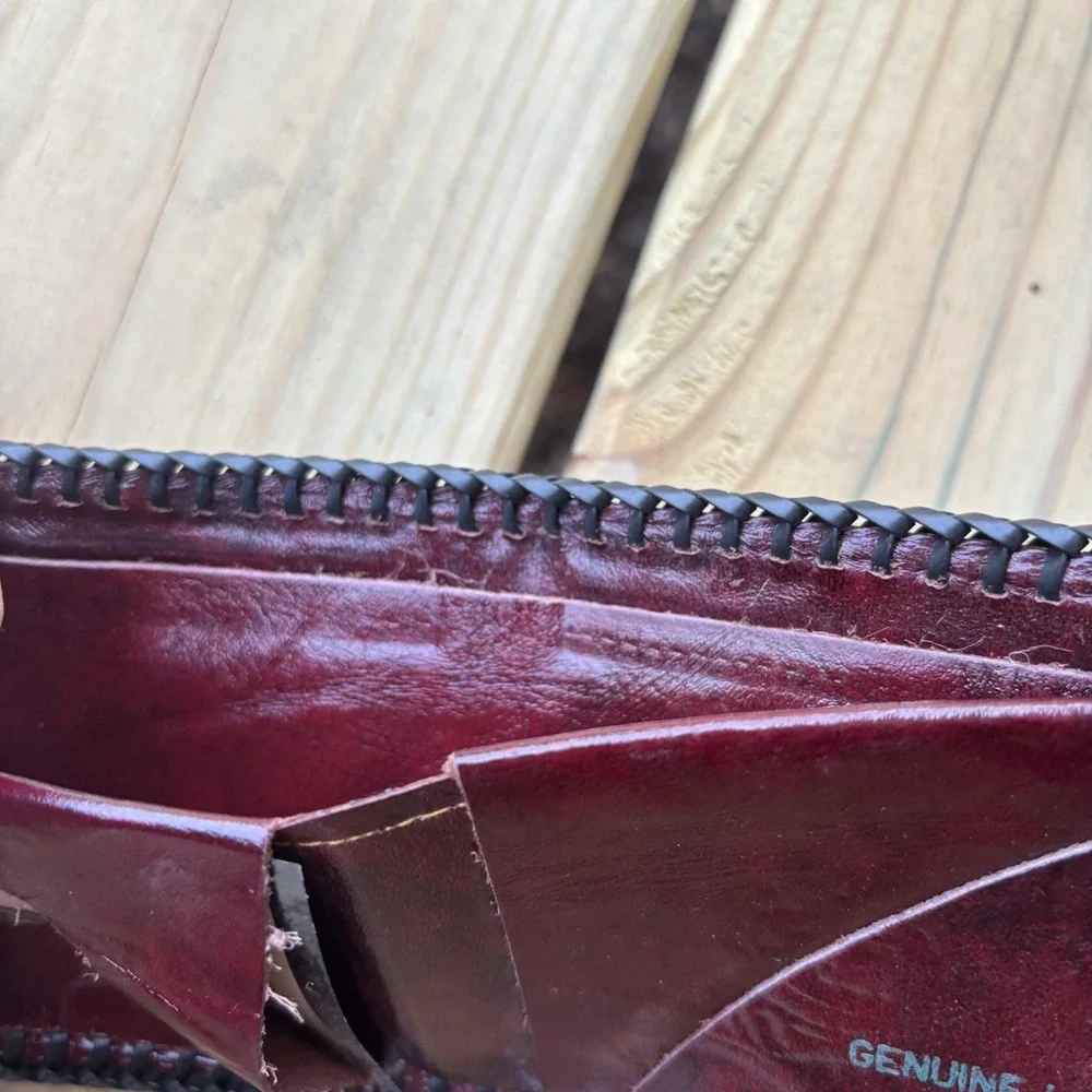 Vintage Leather Wallet Sportsman Hand Tooled Whipstitch USA Made Bifold Florida